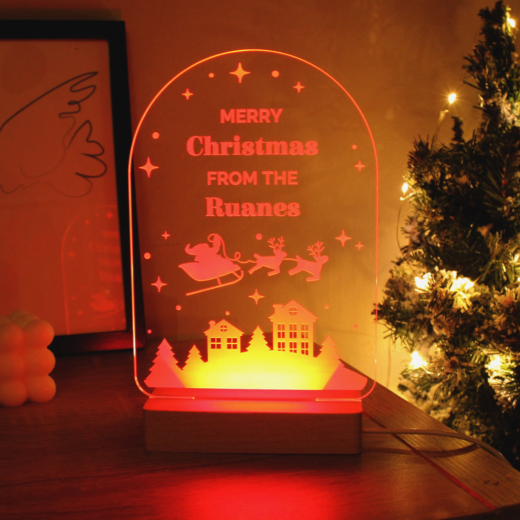 Personalised Christmas Wooden Based LED Light - Shop LED Lighting At Gift Moments - 8