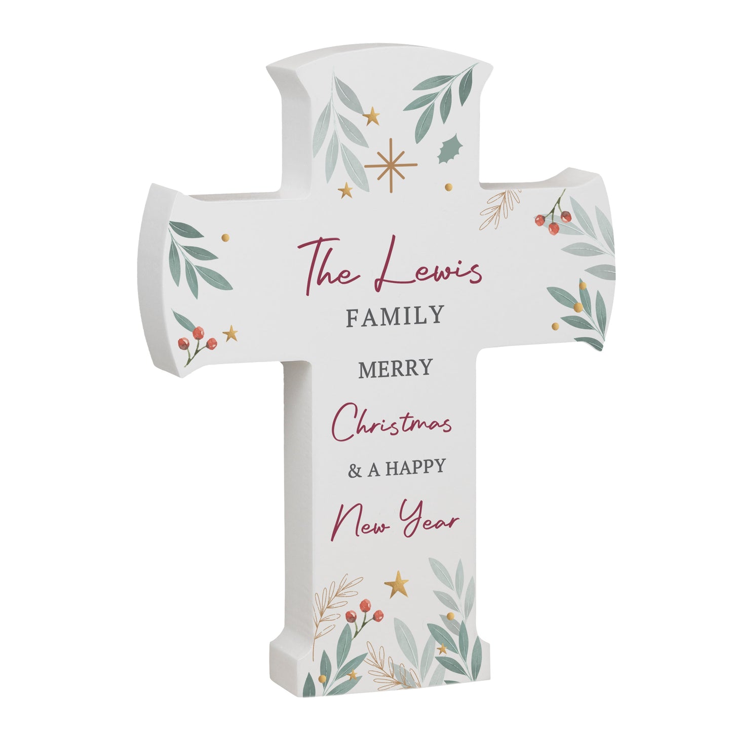 Personalised Christmas Wooden Cross Ornament: 5 - Christmas Decorations By Gift Moments
