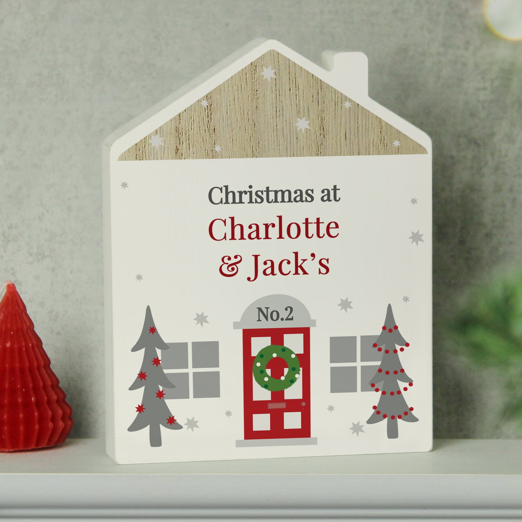 Personalised Christmas Wooden House Ornament: 1 - Ornaments By Gift Moments