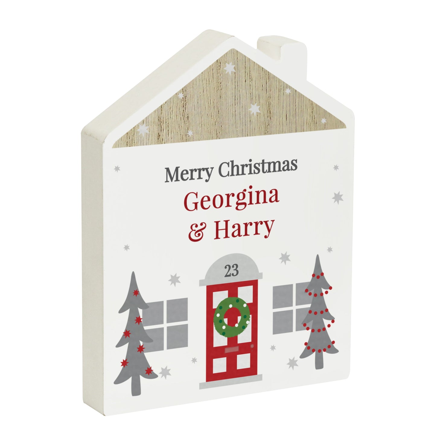 Personalised Christmas Wooden House Ornament: 5 - Ornaments By Gift Moments