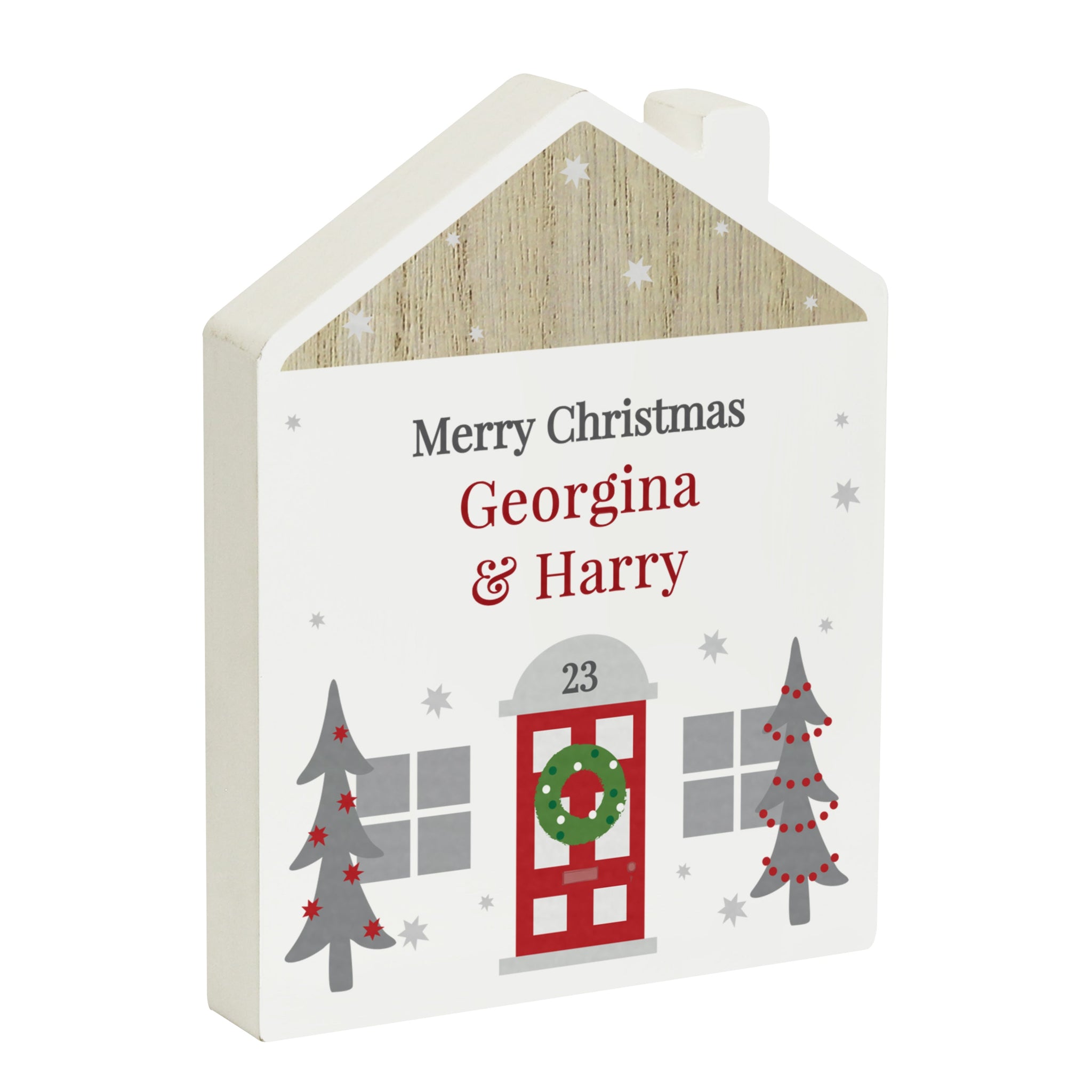 Personalised Christmas Wooden House Ornament: 5 - Ornaments By Gift Moments