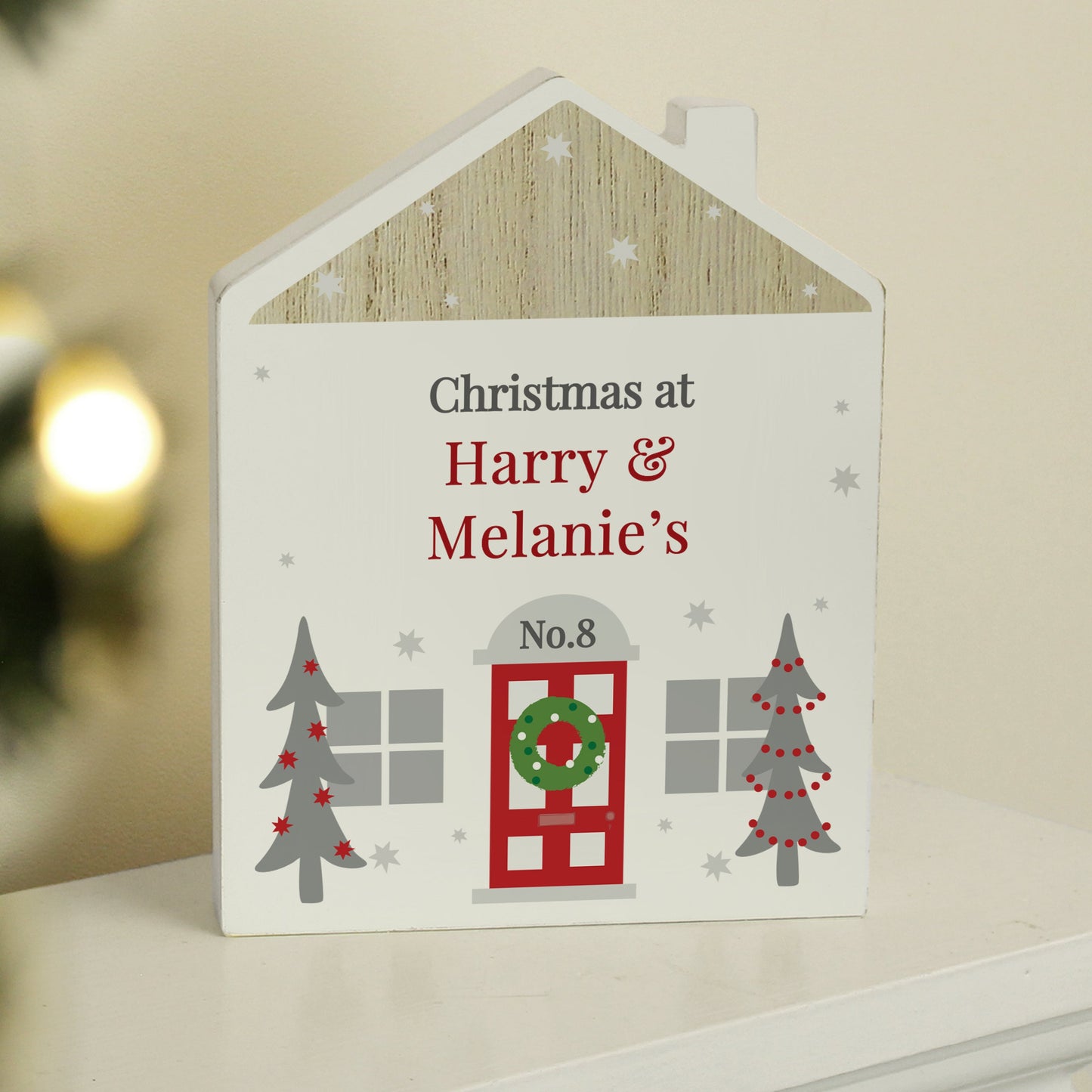 Personalised Christmas Wooden House Ornament: 3 - Ornaments By Gift Moments