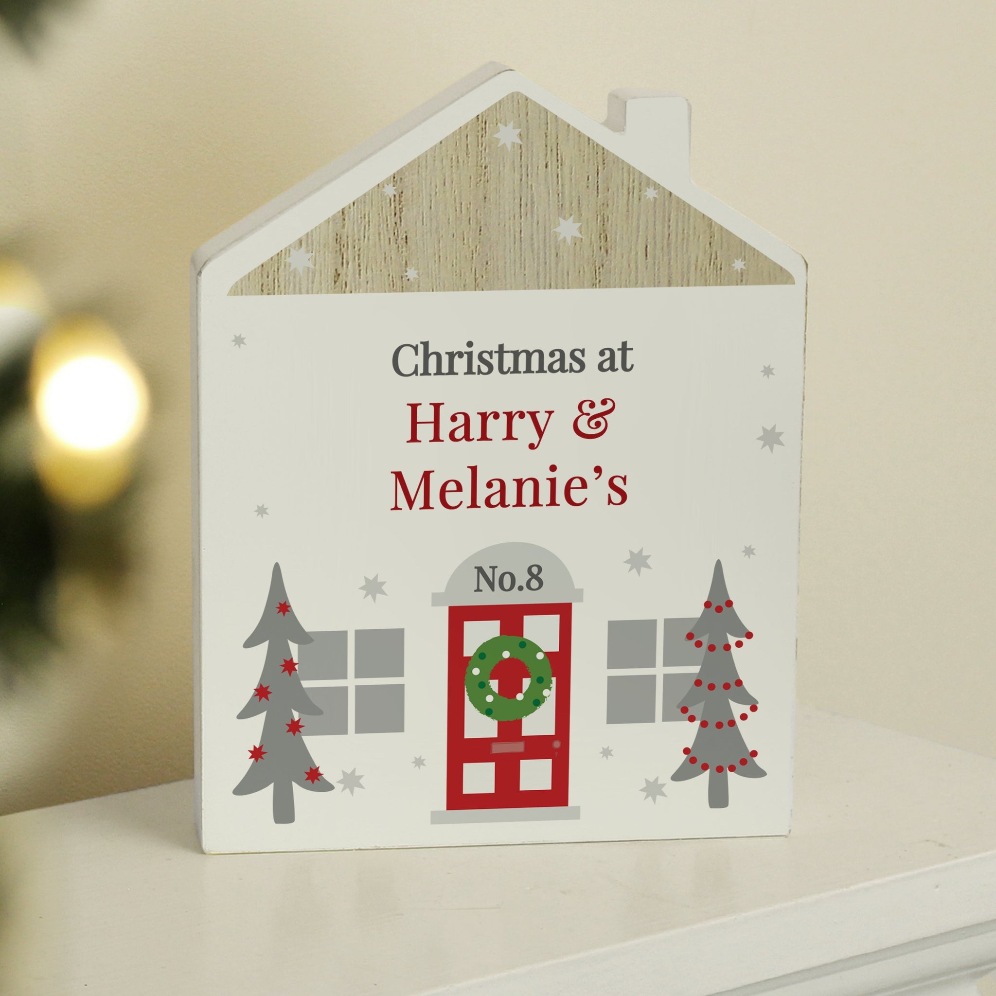 Personalised Christmas Wooden House Ornament: 3 - Ornaments By Gift Moments