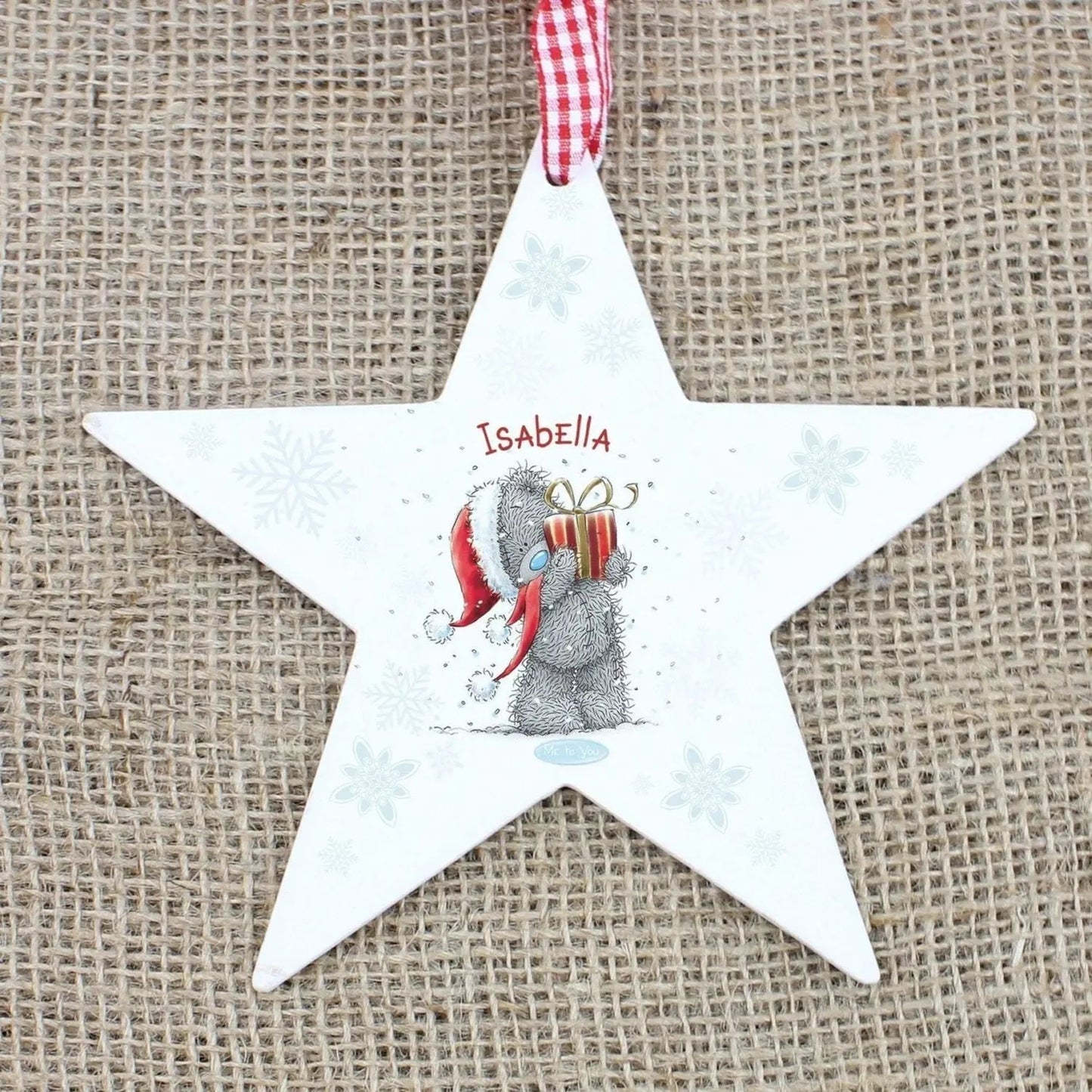 Personalised Me To You Christmas Wooden Star Decoration: 1 - Christmas Decorations