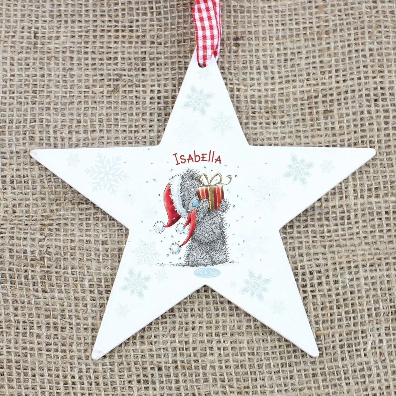Personalised Me To You Christmas Wooden Star Decoration: 1 - Christmas Decorations