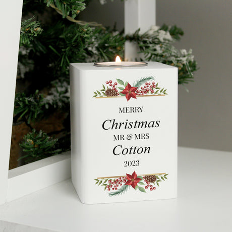 Personalised Christmas Wooden Tealight Holder: 1 - Candle Holders By Gift Moments