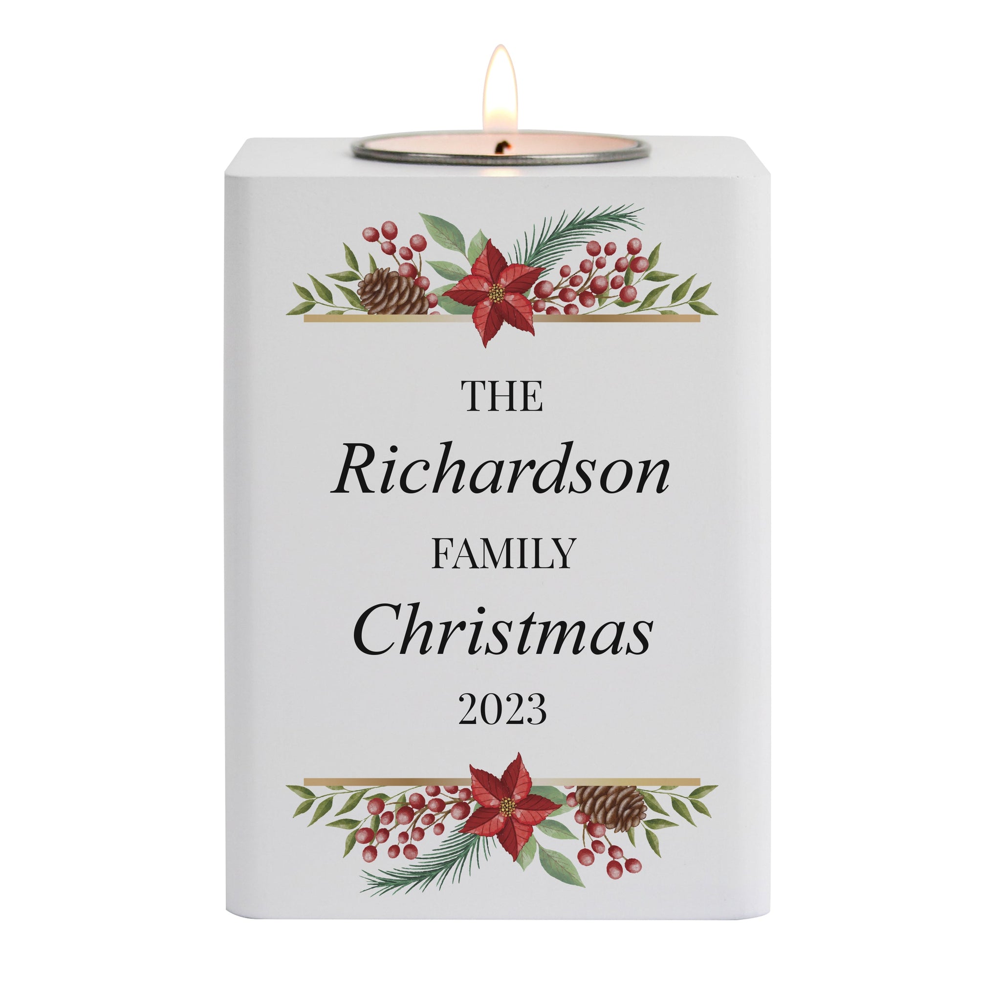 Personalised Christmas Wooden Tealight Holder: 5 - Candle Holders By Gift Moments