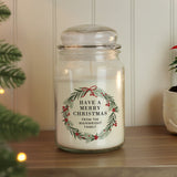 Personalised Christmas Wreath Large Candle Jar: 3 - Candles By Gift Moments