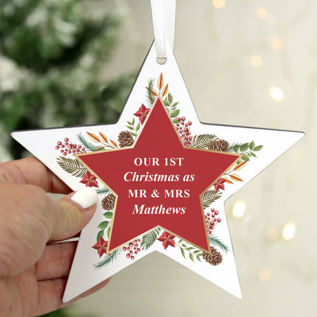Personalised Christmas Wreath Wooden Decoration: 2 - Christmas Decorations By Gift Moments