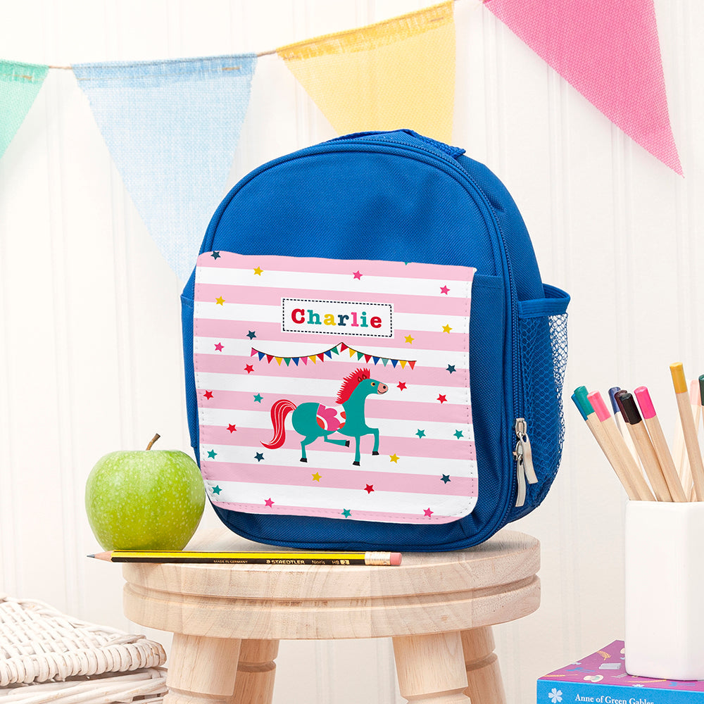 Personalised Circus Themed Blue Lunch Bags: 4 - Horse - Lunch Boxes & Bags By Gift Moments
