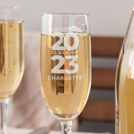 Personalised Class of Graduation Flute: 4 - Champagne Flutes By Gift Moments