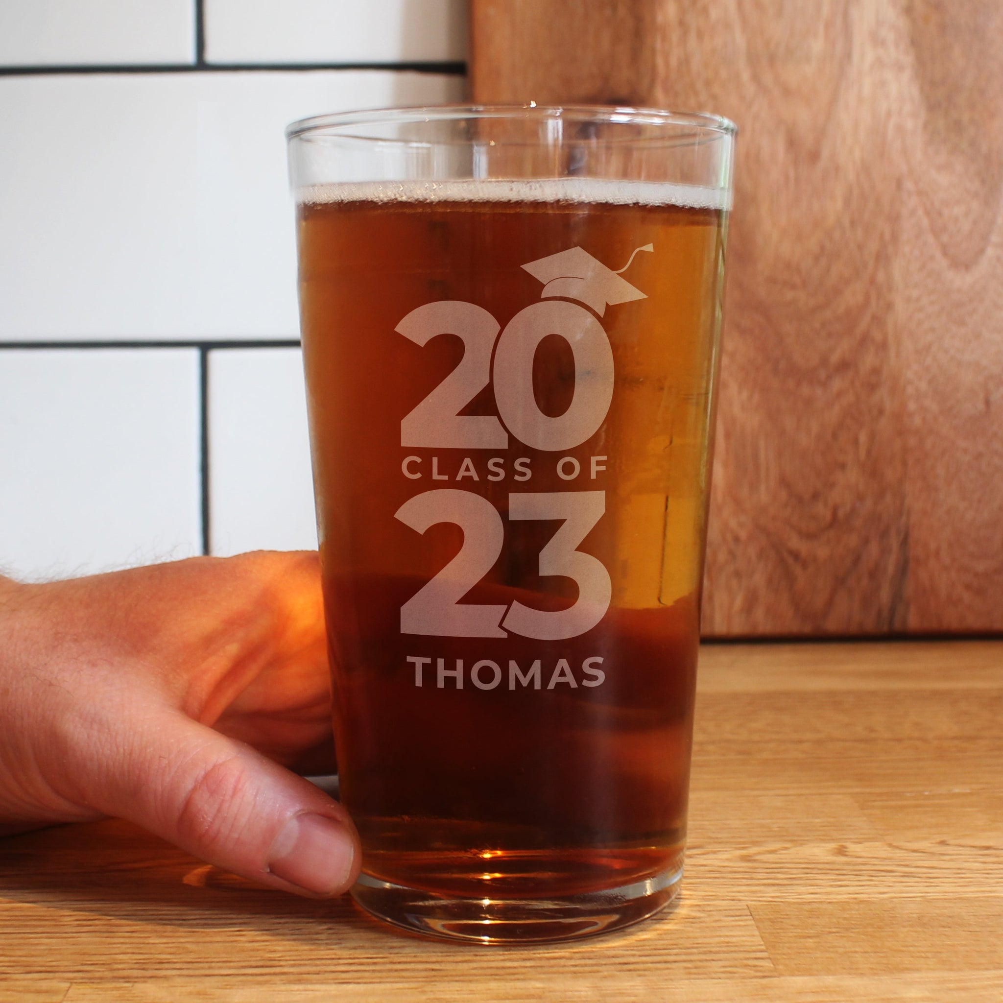 Personalised Class of Graduation Pint Glass: 3 - Beer Glasses By Gift Moments
