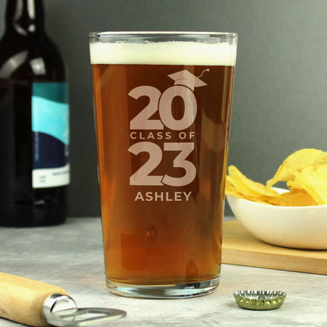 Personalised Class of Graduation Pint Glass: 4 - Beer Glasses By Gift Moments