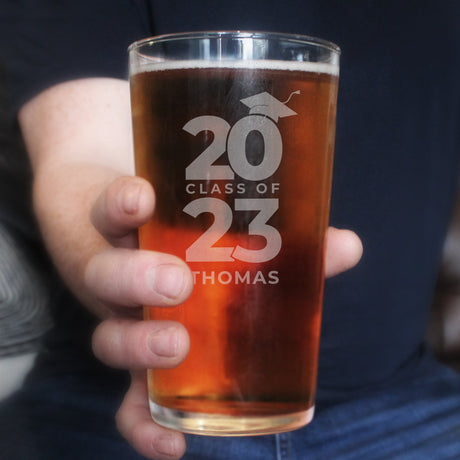 Personalised Class of Graduation Pint Glass: 2 - Beer Glasses By Gift Moments