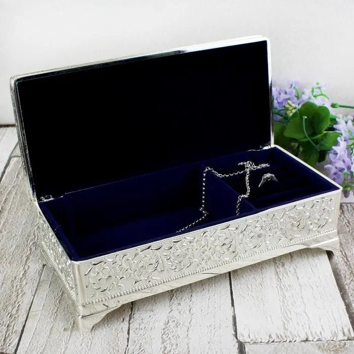 Personalised Classic Antique Silver Plated Jewellery Box: 3 - Jewellery Boxes By Gift Moments
