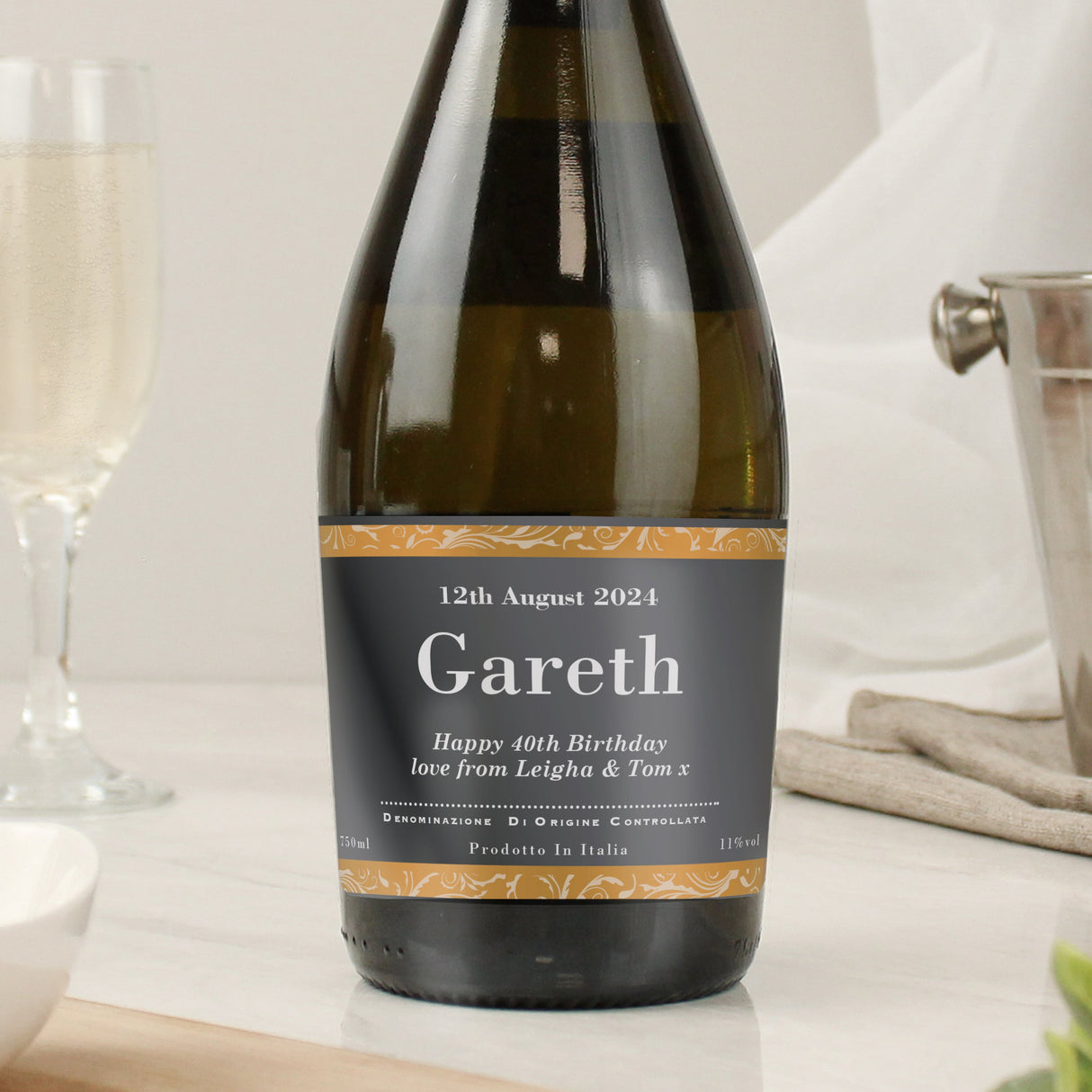Personalised Classic Black Label Prosecco: 3 - Alcohol By Gift Moments