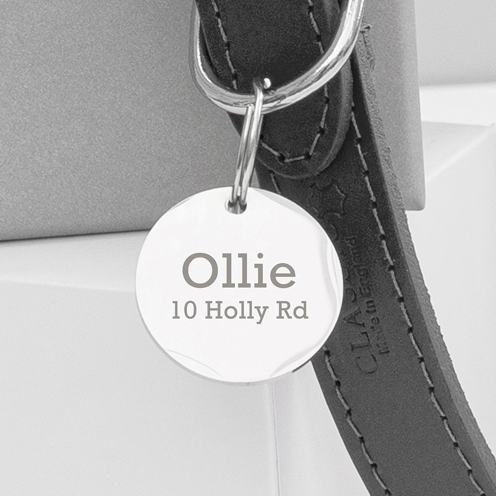 Personalised Classic Black Leather Dog Collar with Tag: 3 - Pet Products By Gift Moments