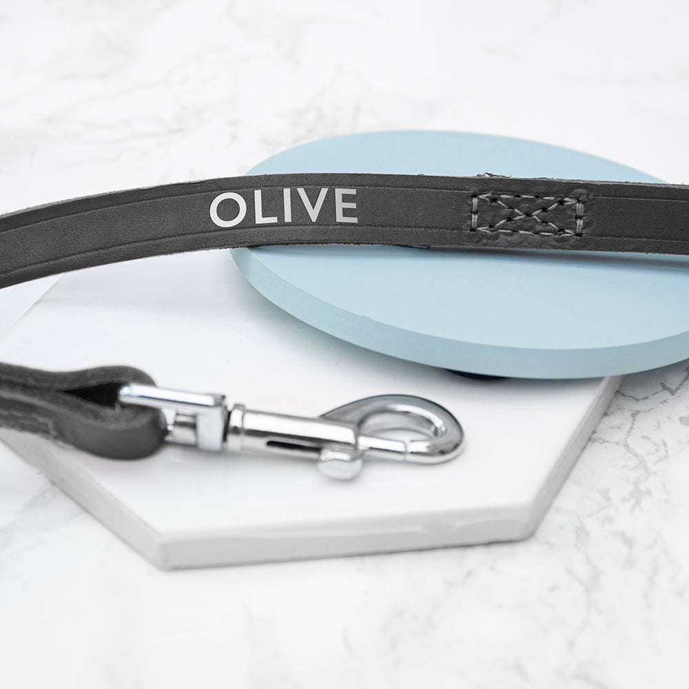 Personalised Black Leather Dog Lead: 1 - Pet Products By Gift Moments