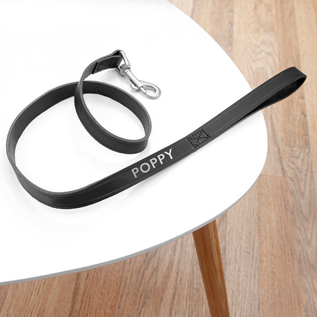 Personalised Black Leather Dog Lead: 3 - Standard - Pet Products By Gift Moments