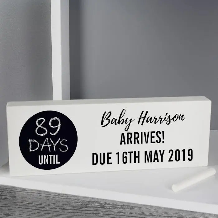 Personalised Classic Chalk Countdown Wooden Block Sign: 1 - Signs & Plaques By Gift Moments
