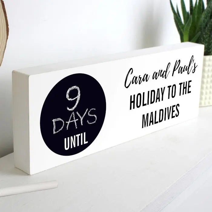 Personalised Classic Chalk Countdown Wooden Block Sign: 2 - Signs & Plaques By Gift Moments