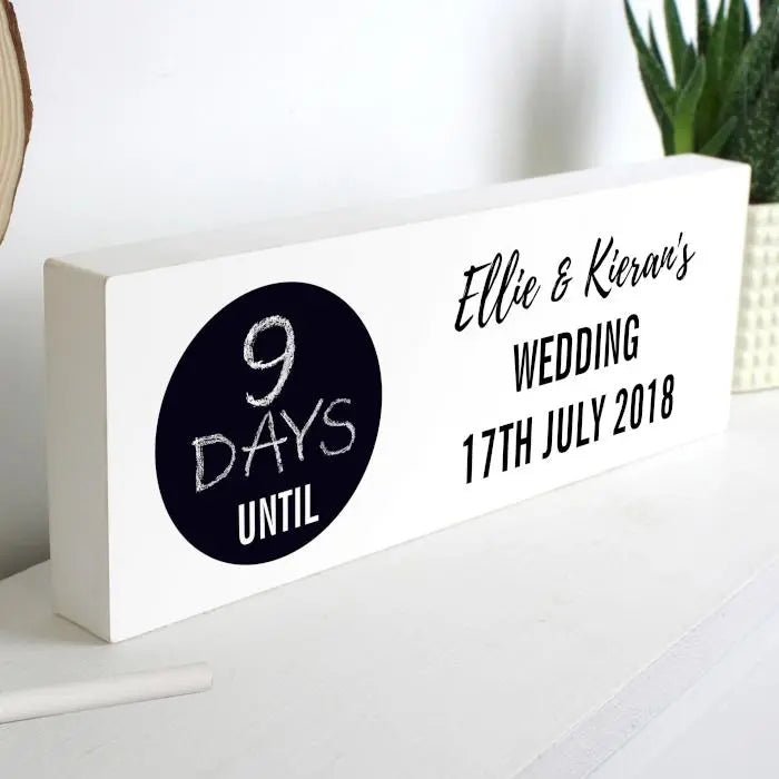 Personalised Classic Chalk Countdown Wooden Block Sign: 6 - Signs & Plaques By Gift Moments