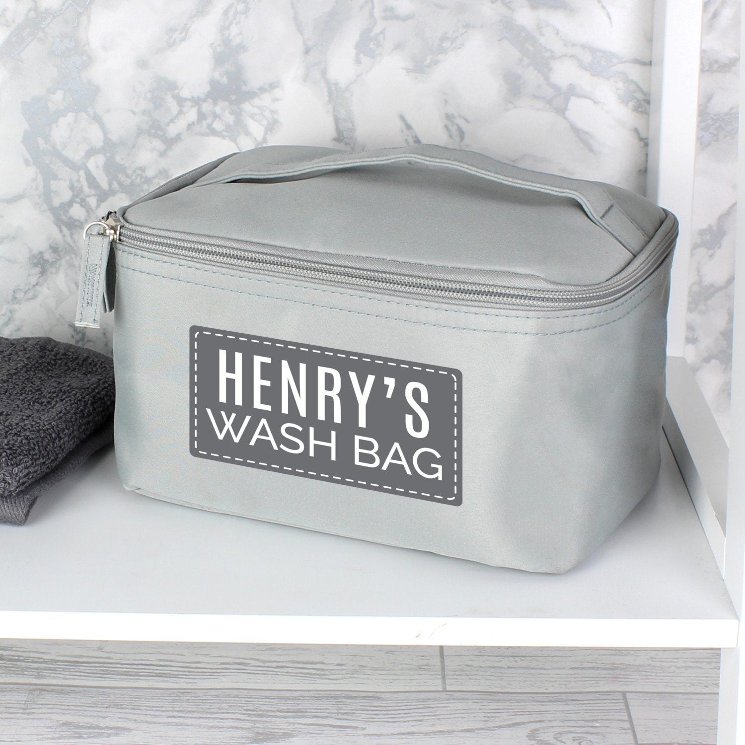 Personalised Classic Grey Toiletry Bag: 2 - Toiletry & Makeup Bags By Gift Moments