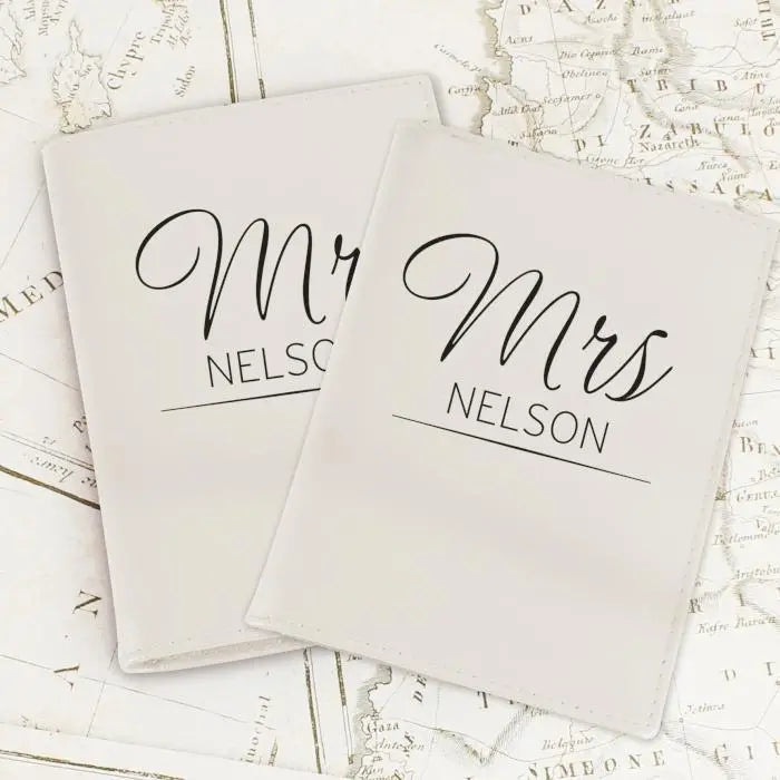 Personalised Mr & Mrs Cream Passport Holders: 1 - Passport Holders By Gift Moments