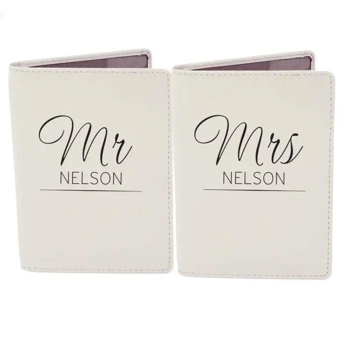 Personalised Mr & Mrs Cream Passport Holders: 2 - Passport Holders By Gift Moments