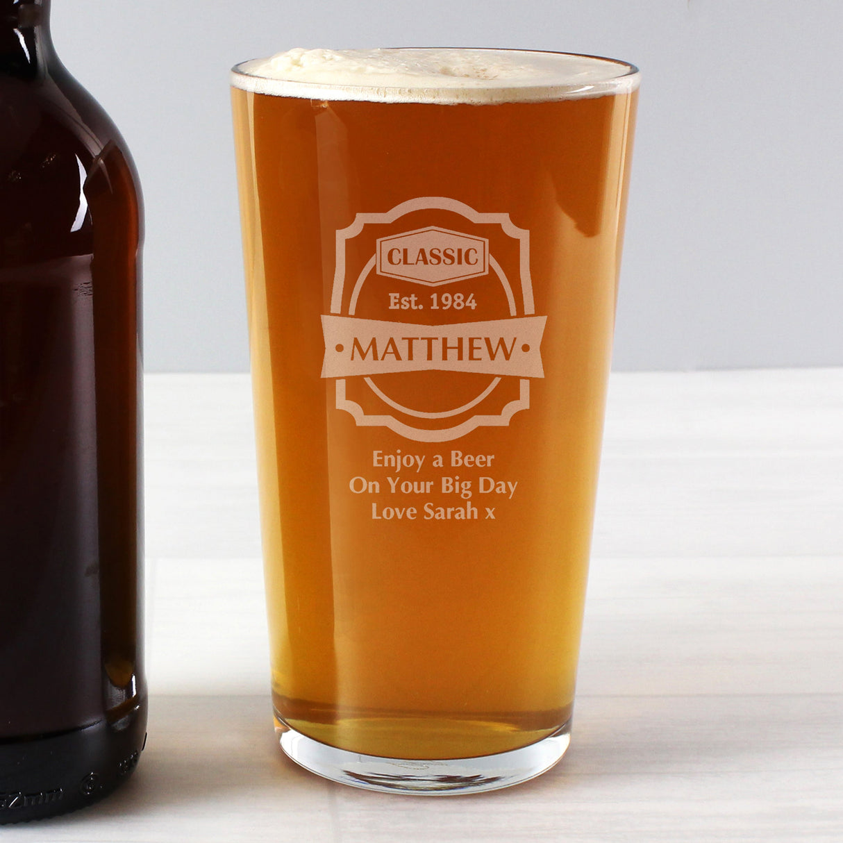 Personalised Classic Pint Glass: 6 - Beer Glasses By Gift Moments