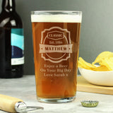 Personalised Classic Pint Glass: 1 - Beer Glasses By Gift Moments