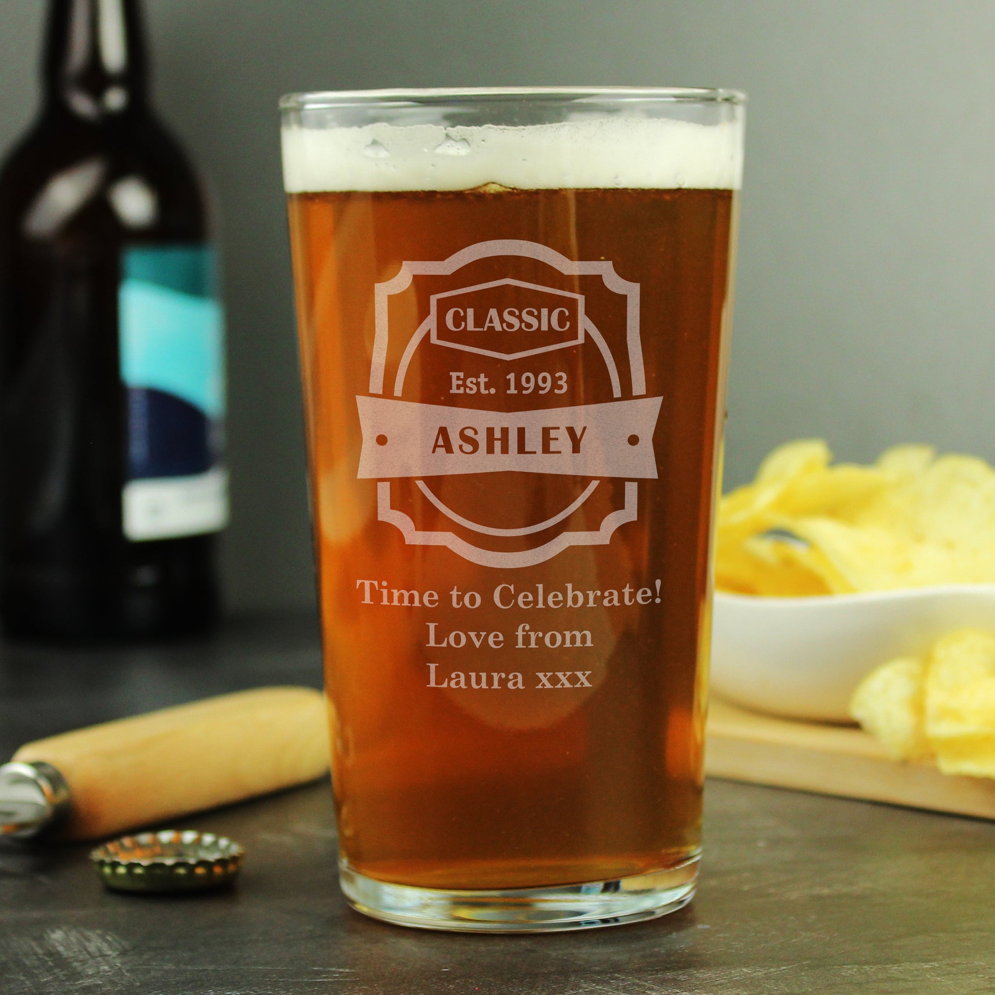 Personalised Classic Pint Glass: 2 - Beer Glasses By Gift Moments