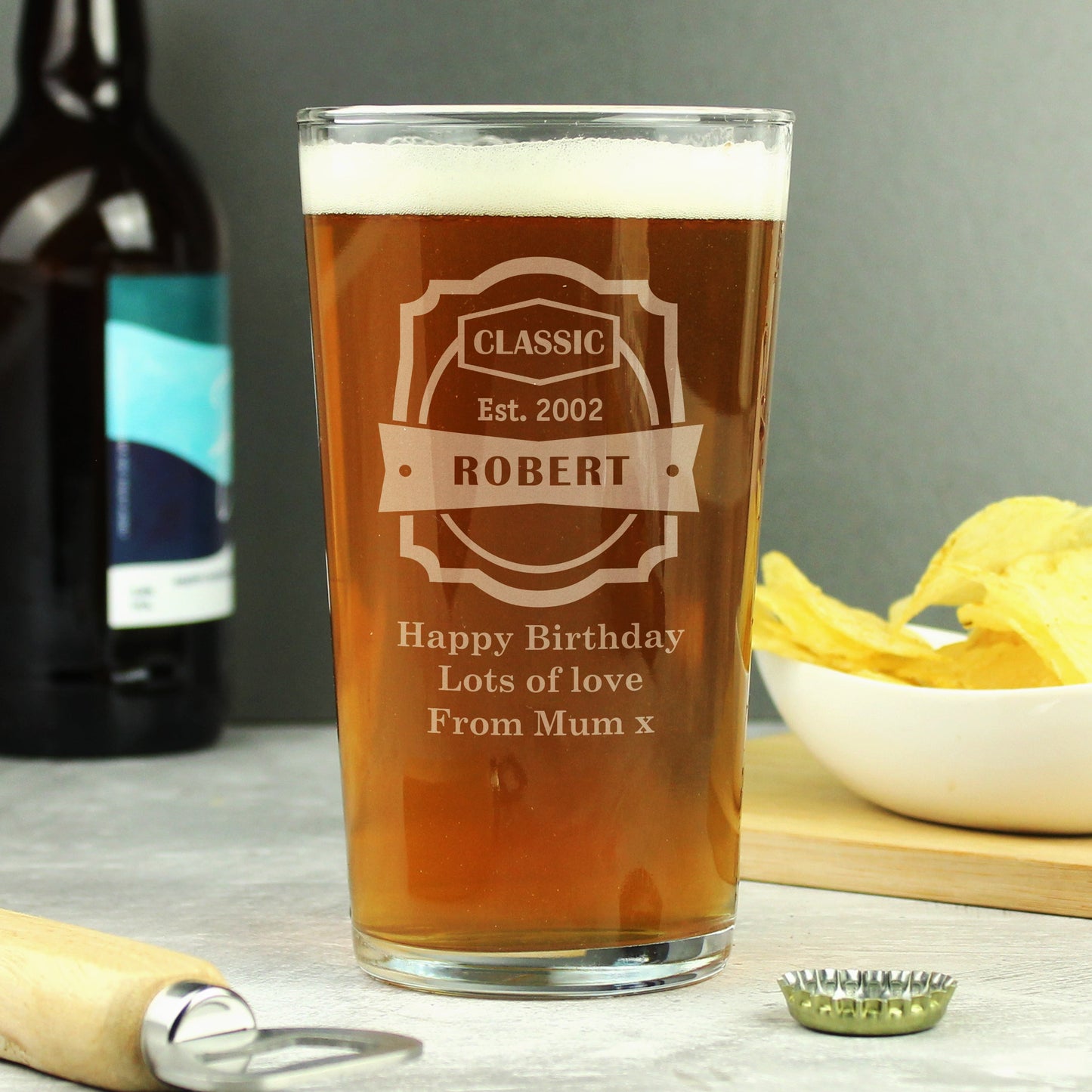Personalised Classic Pint Glass: 3 - Beer Glasses By Gift Moments