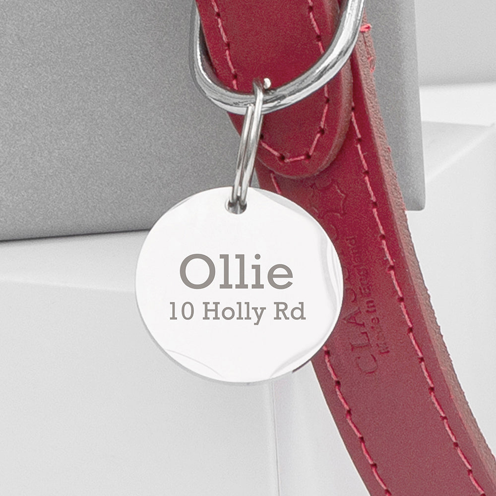 Personalised Classic Red Leather Dog Collar with Tag: 3 - Pet Products By Gift Moments