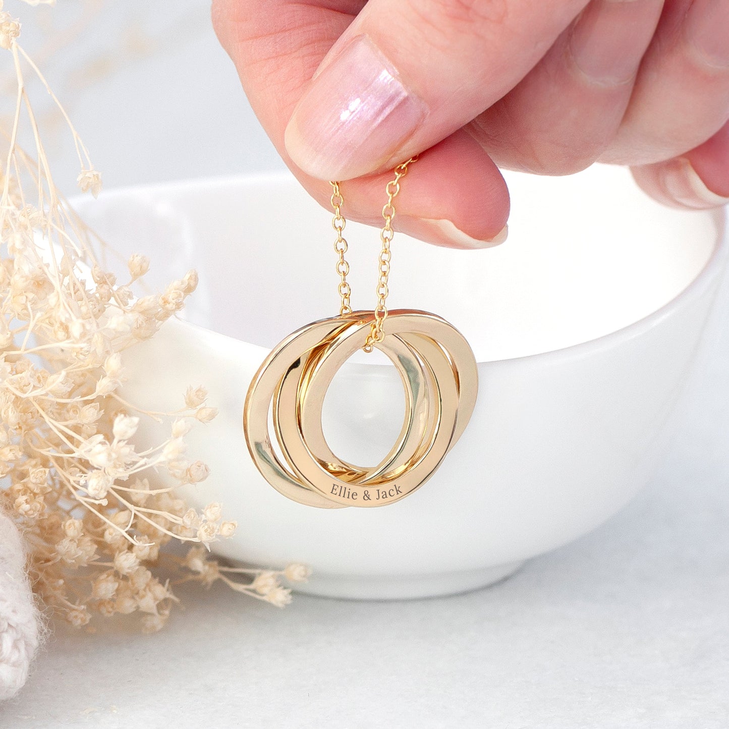 Personalised Classic Russian Ring Necklaces: 3 - Necklaces By Gift Moments