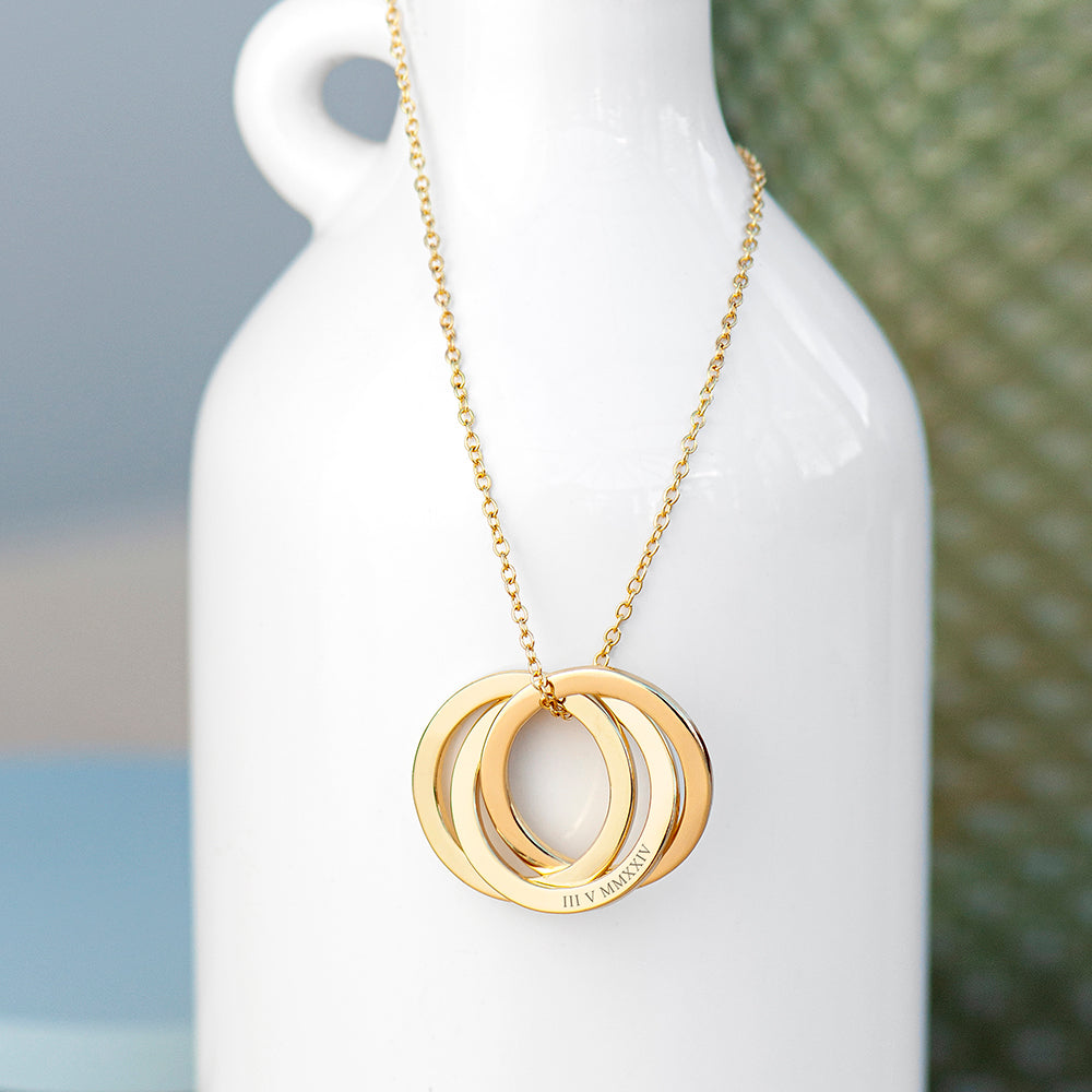 Personalised Classic Russian Ring Necklaces: 1 - Gold - Necklaces By Gift Moments