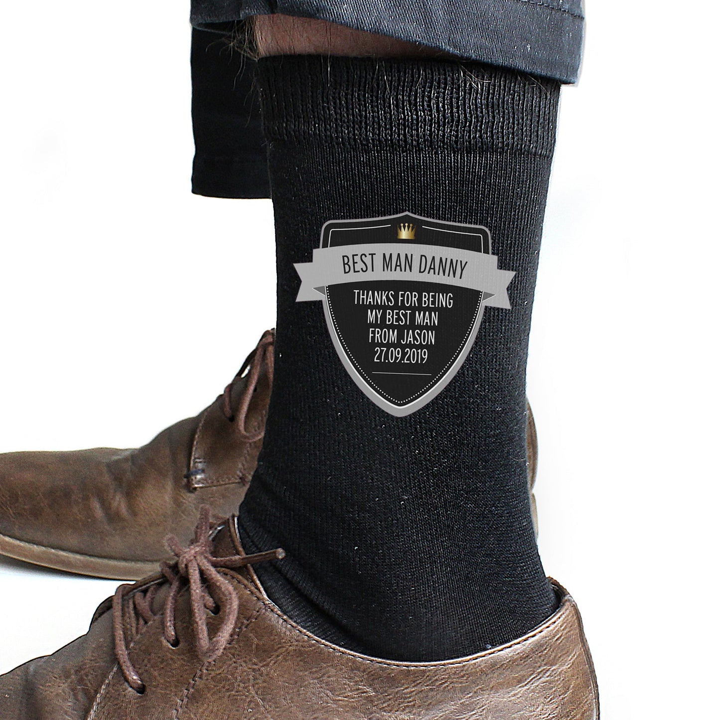 Personalised Classic Shield Men’s Socks: 5 - Clothing By Gift Moments