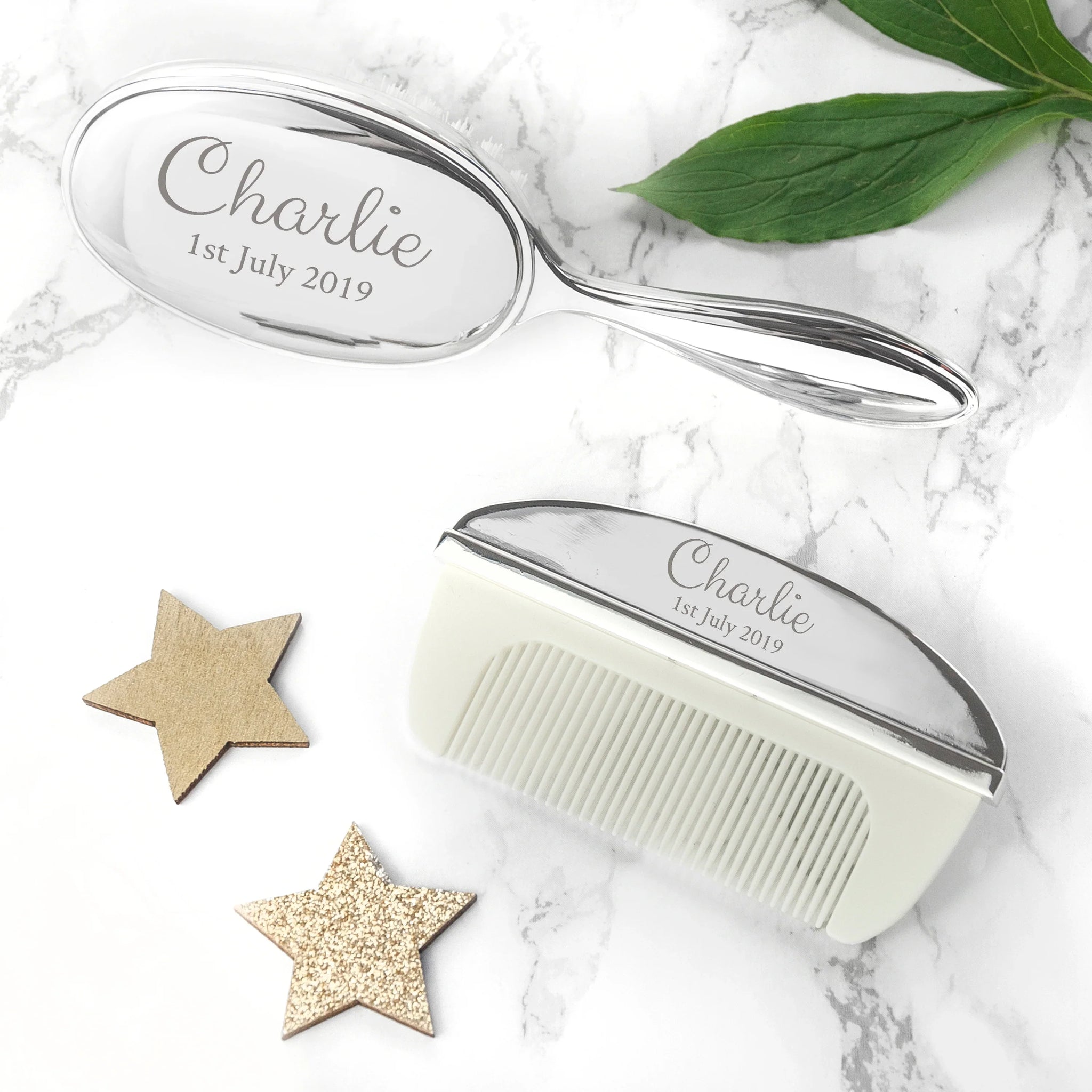 Personalised Classic Silver Plated Baby Brush & Comb Set: 5 - Baby By Gift Moments