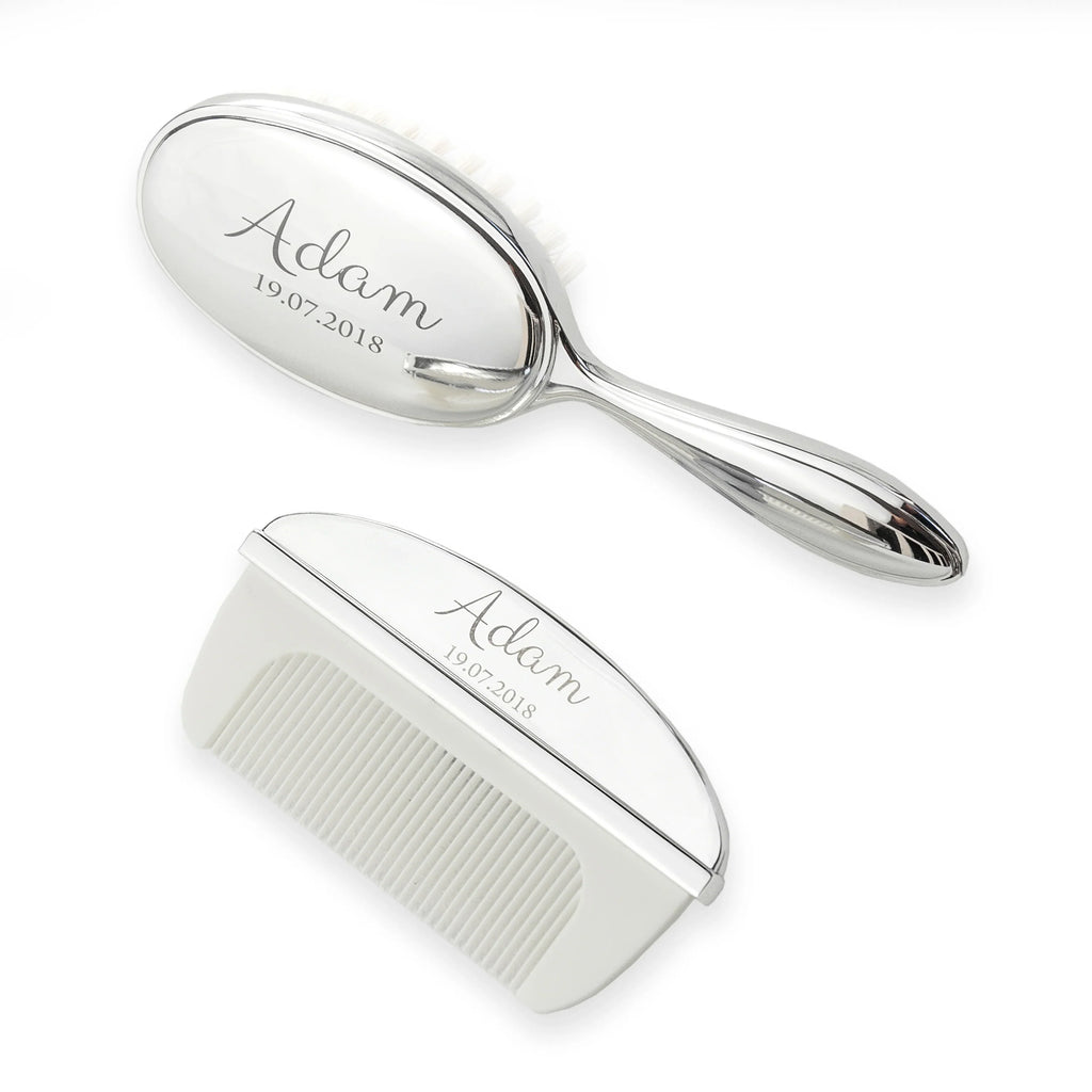 Personalised Classic Silver Plated Baby Brush & Comb Set - Shop Baby At Gift Moments - 8