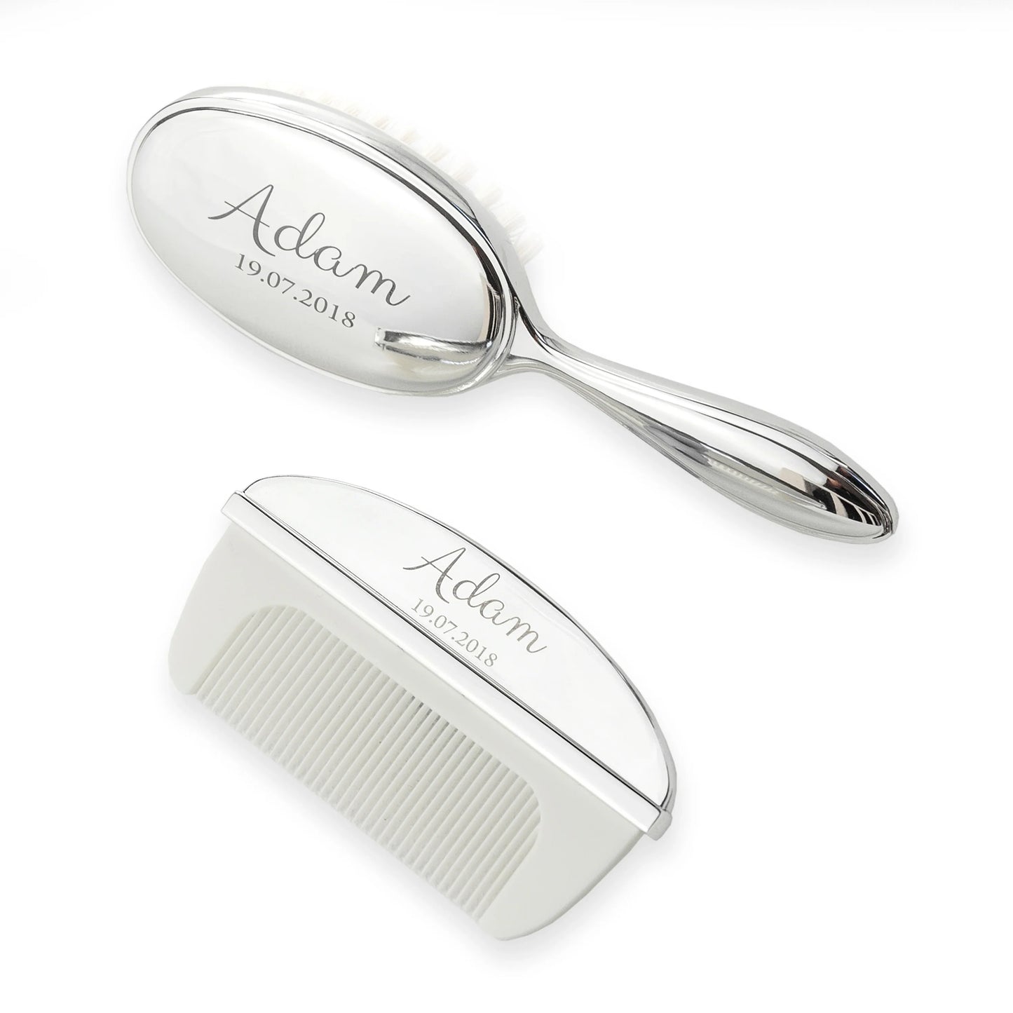 Personalised Classic Silver Plated Baby Brush & Comb Set: 8 - Baby By Gift Moments