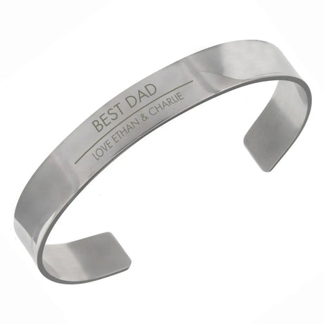 Personalised Classic Stainless Steel Bangle: 3 - Bracelets By Gift Moments