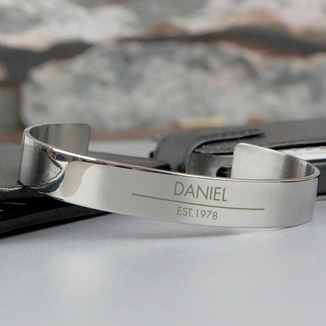 Personalised Classic Stainless Steel Bangle: 2 - Bracelets By Gift Moments
