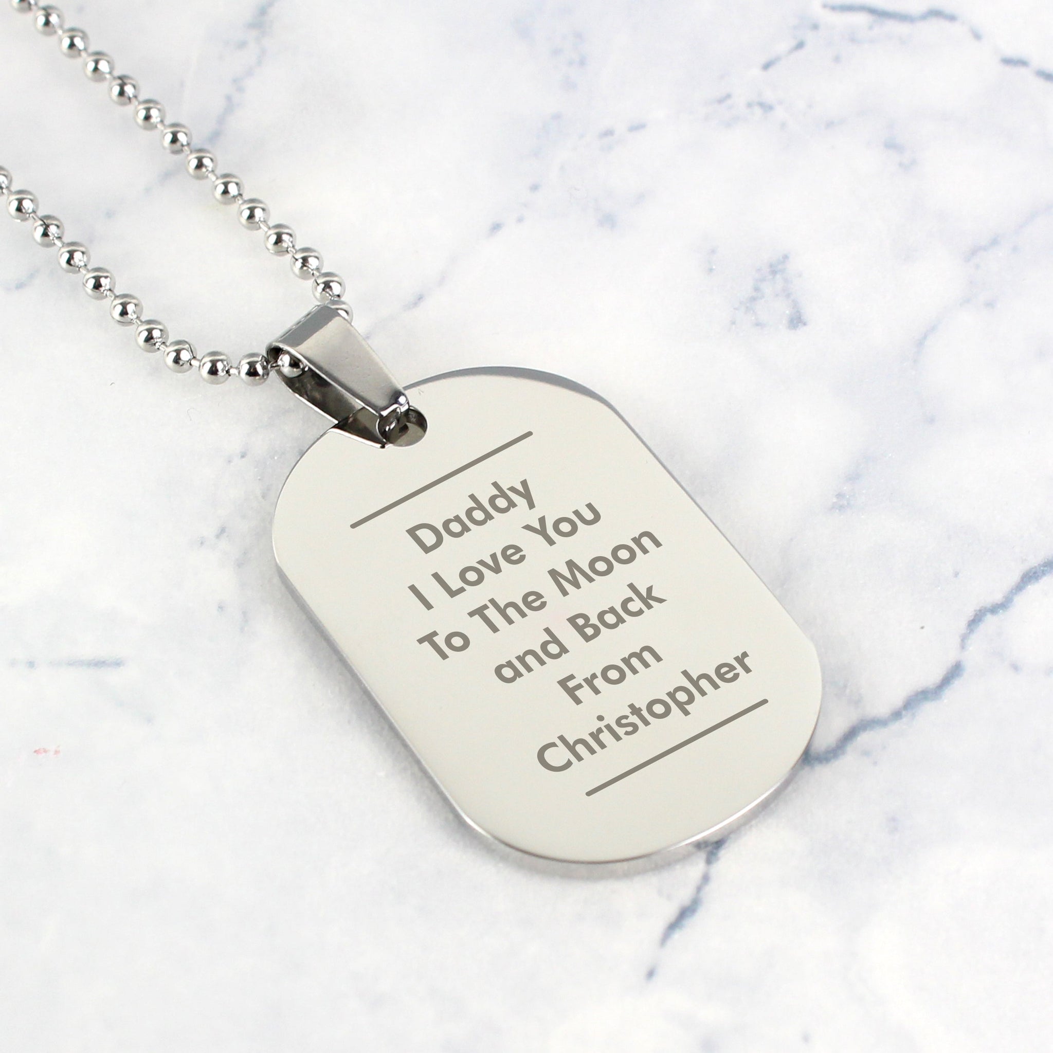 Personalised Classic Stainless Steel Dog Tag Necklace: 5 - Necklaces By Gift Moments