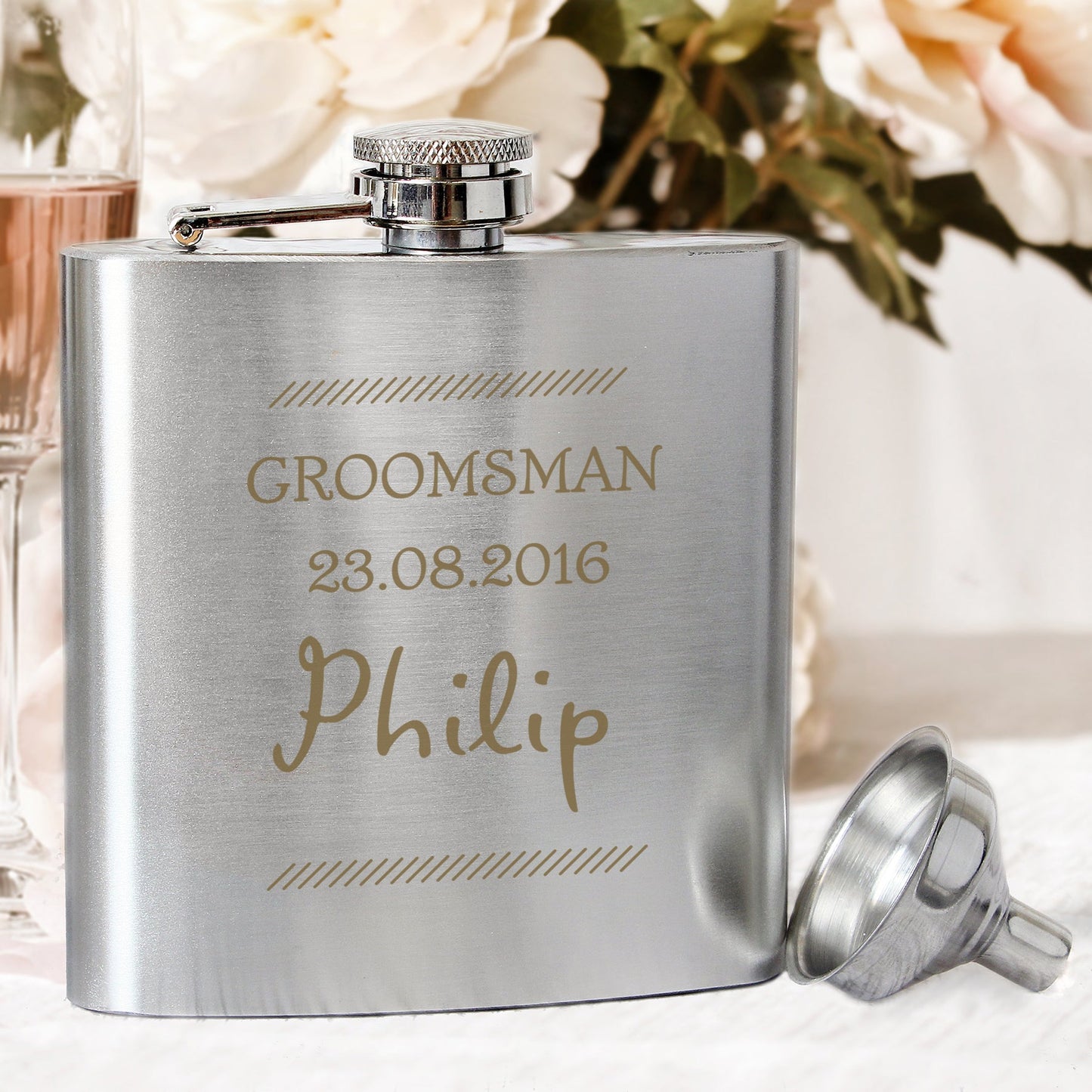Personalised Classic Stainless Steel Hip Flask: 4 - Hip Flasks By Gift Moments