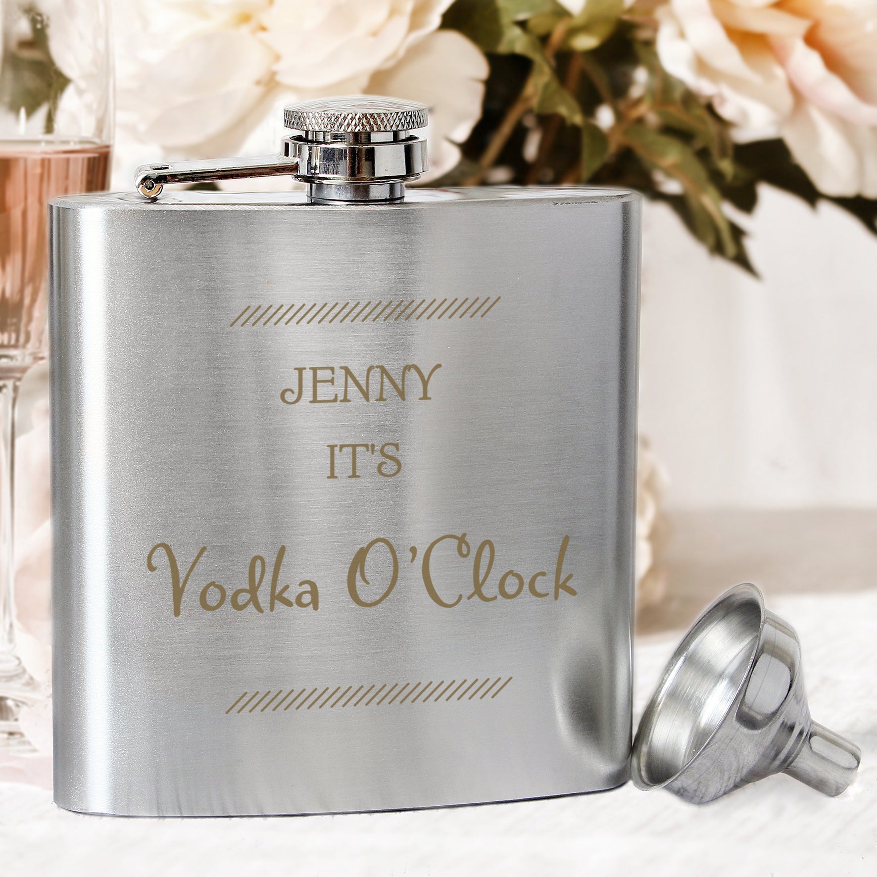 Personalised Classic Stainless Steel Hip Flask: 7 - Hip Flasks By Gift Moments