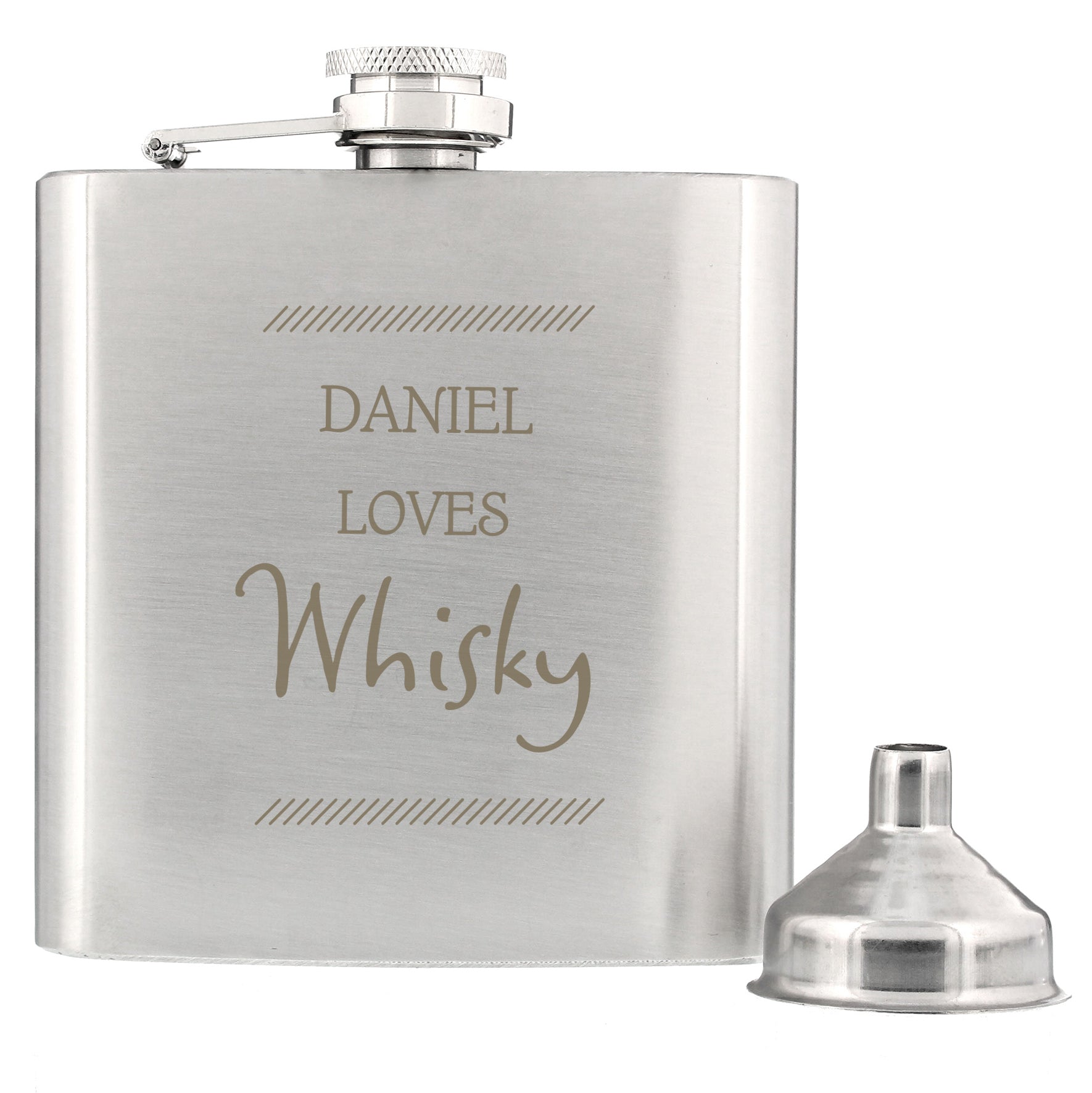 Personalised Classic Stainless Steel Hip Flask: 3 - Hip Flasks By Gift Moments