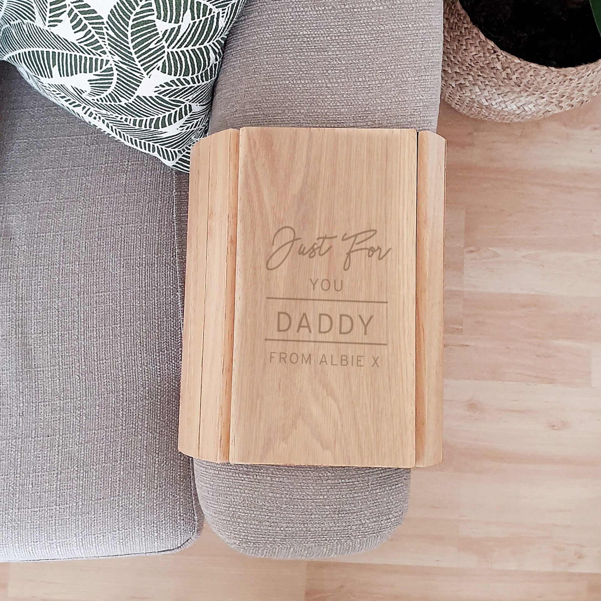 Personalised Classic Wooden Sofa Tray: 2 - Coasters By Gift Moments