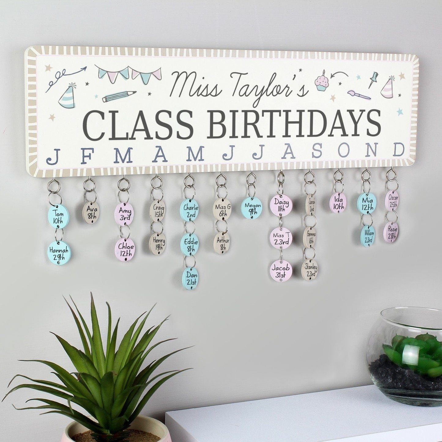 Personalised Classroom Office Birthday Planner Plaque with Customisable Discs: 1 - Calendars & Planners By Gift Moments