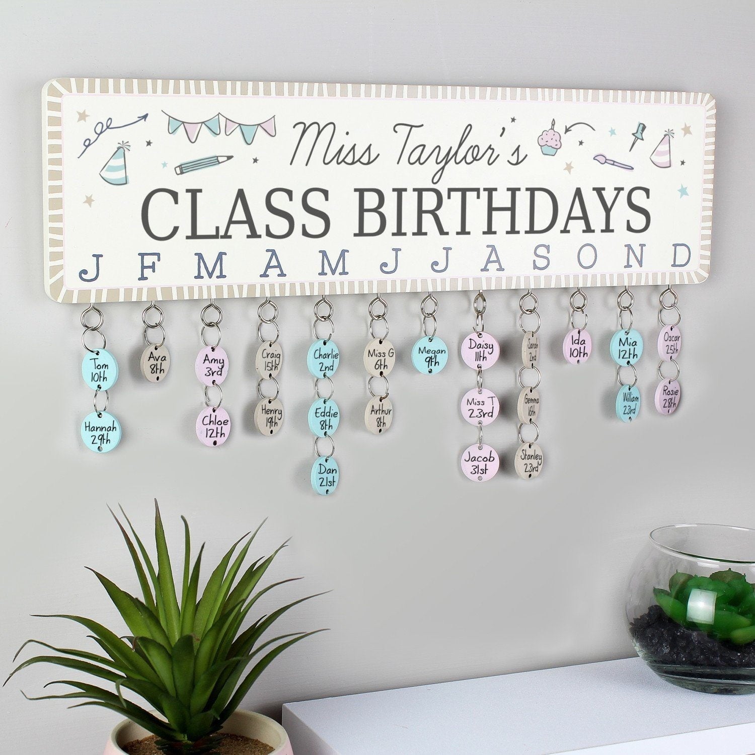 Personalised Classroom Office Birthday Planner Plaque with Customisable Discs: 1 - Calendars & Planners By Gift Moments