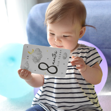 Personalised Cloud Baby Milestone Cards In Drawstring Bag: 5 - Keepsakes By Gift Moments